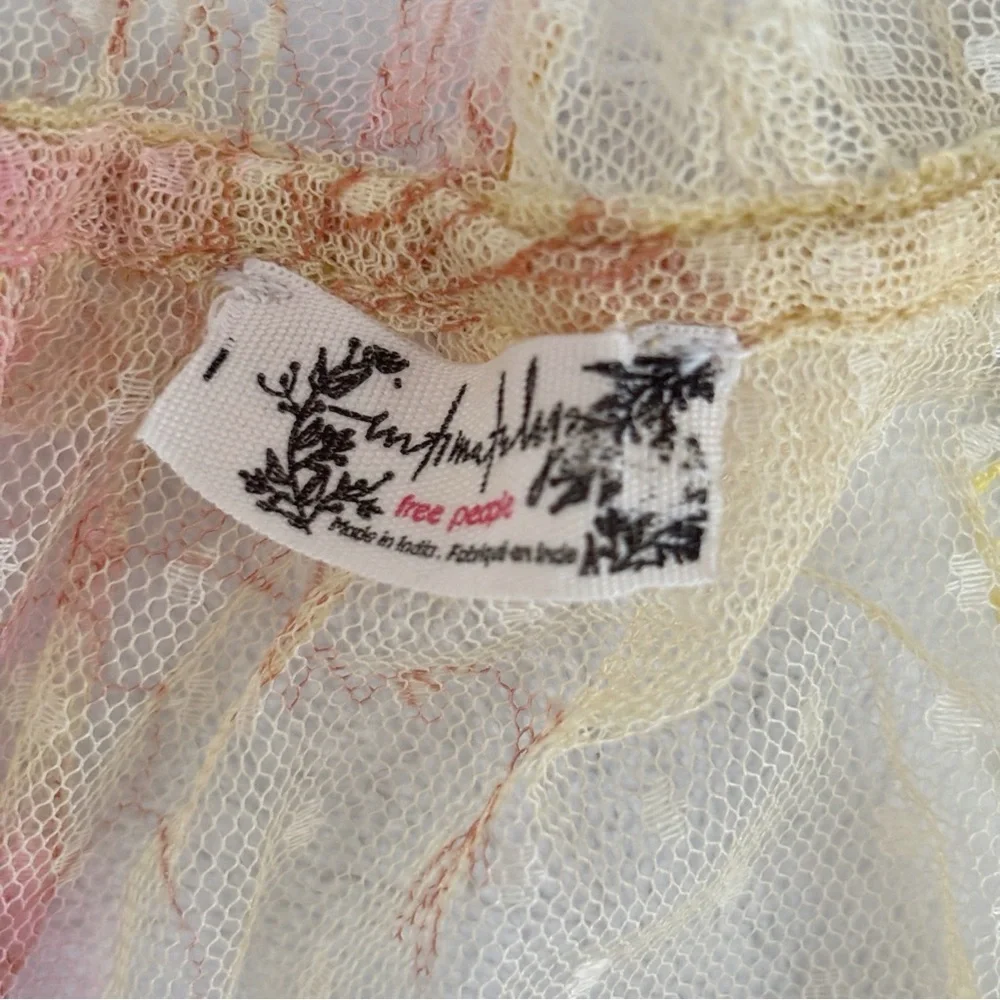 Intimately Free People Yellow Floral Sheer Mesh Top Small - Picture 6 of 8